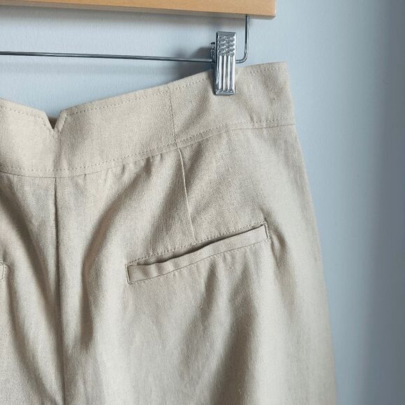 NWT Jason Wu Linen Blend High Waisted Pleated Shorts‎ – Cream – Size 10 – $230 - Picture 8 of 10